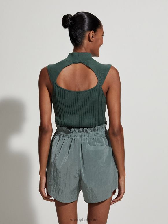 leisteen groen vrouwen tulair short met hoge taille 3