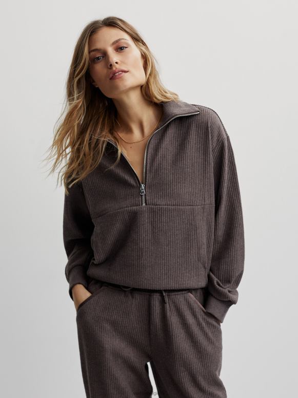 chocolade mergel vrouwen cyrus pullover met halve rits kleding Z8X2P226 Varley