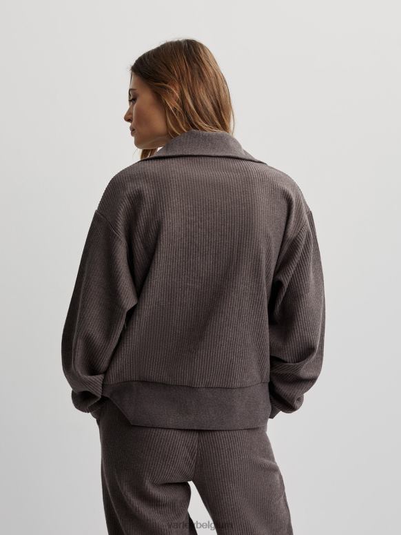 chocolade mergel vrouwen cyrus pullover met halve rits kleding Z8X2P226 Varley