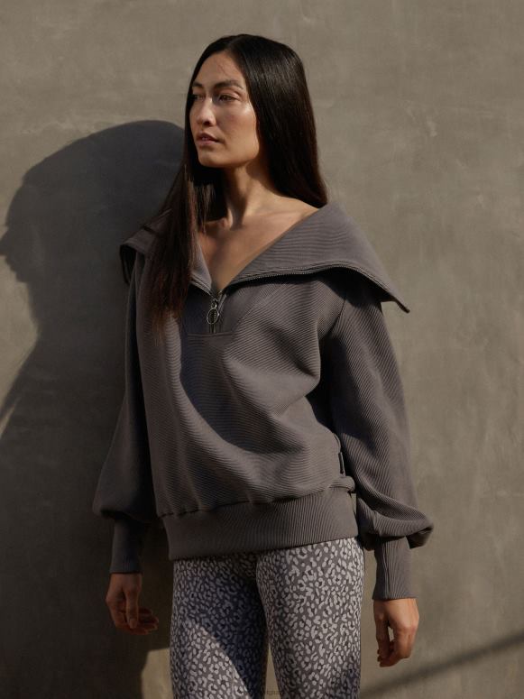 donker meeuwgrijs vrouwen wijnstok pullover met halve rits kleding Z8X2P96 Varley