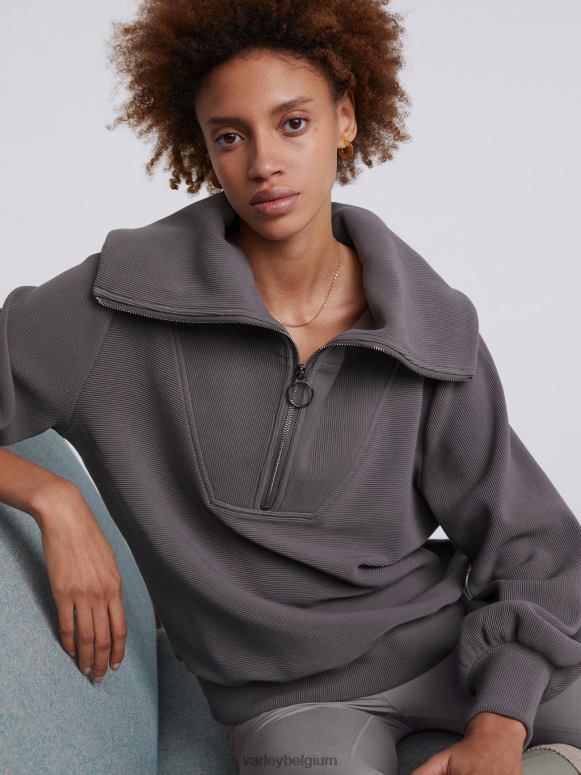 donker meeuwgrijs vrouwen wijnstok pullover met halve rits kleding Z8X2P96 Varley