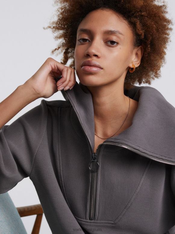 donker meeuwgrijs vrouwen wijnstok pullover met halve rits kleding Z8X2P96 Varley