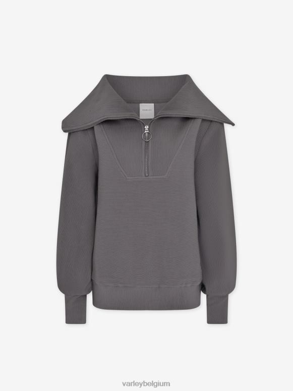 donker meeuwgrijs vrouwen wijnstok pullover met halve rits kleding Z8X2P96 Varley