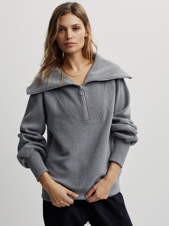 grijze mergel vrouwen wijnstok pullover met halve rits kleding Z8X2P90 Varley