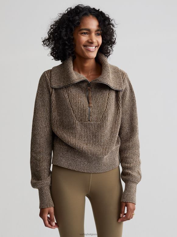 donkere olijfvlek vrouwen mentone gebreide pullover met halve rits kleding Z8X2P217 Varley