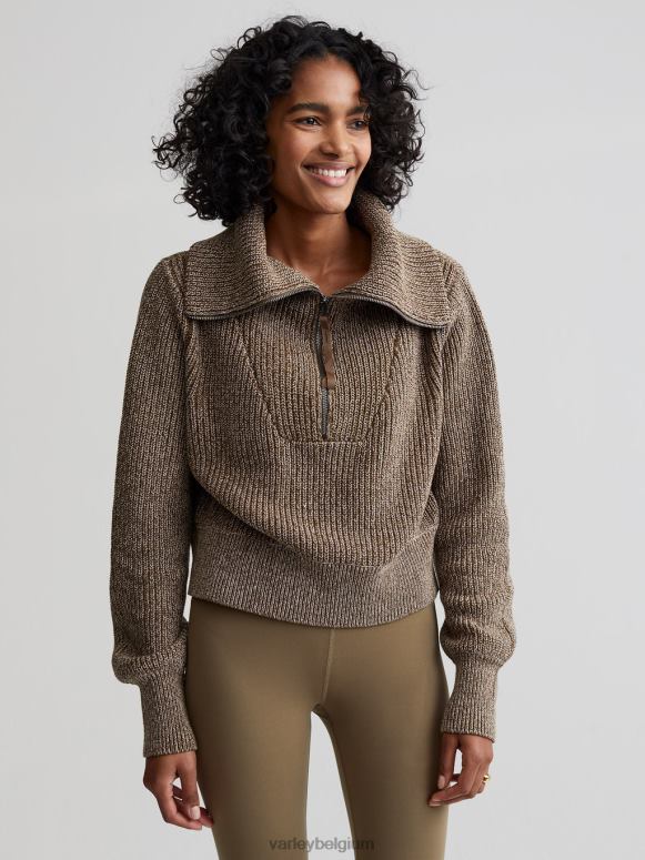 donkere olijfvlek vrouwen mentone gebreide pullover met halve rits kleding Z8X2P217 Varley