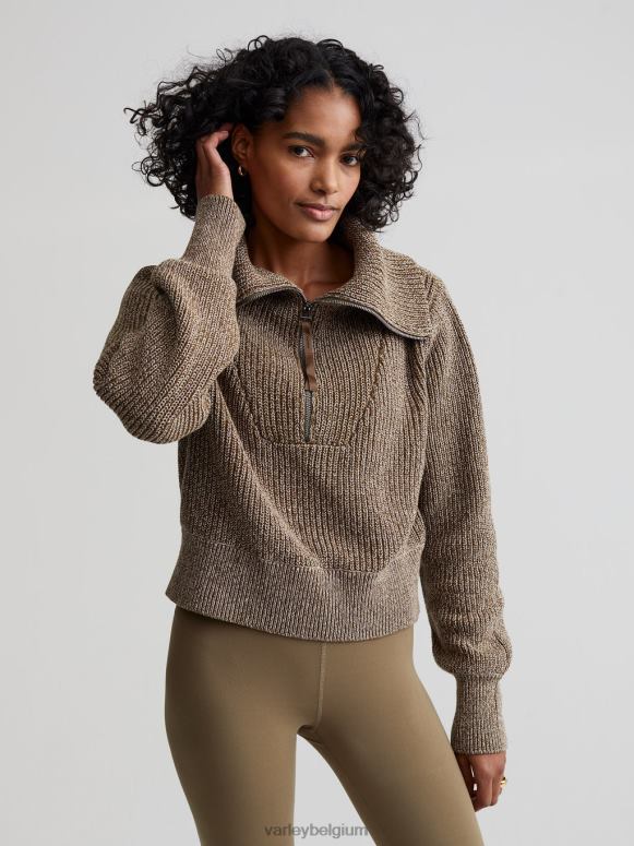 donkere olijfvlek vrouwen mentone gebreide pullover met halve rits kleding Z8X2P217 Varley