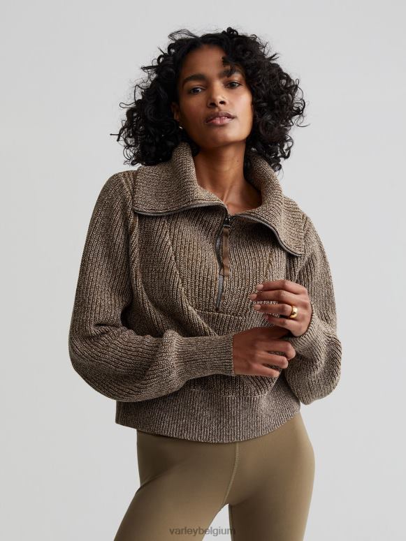 donkere olijfvlek vrouwen mentone gebreide pullover met halve rits kleding Z8X2P217 Varley