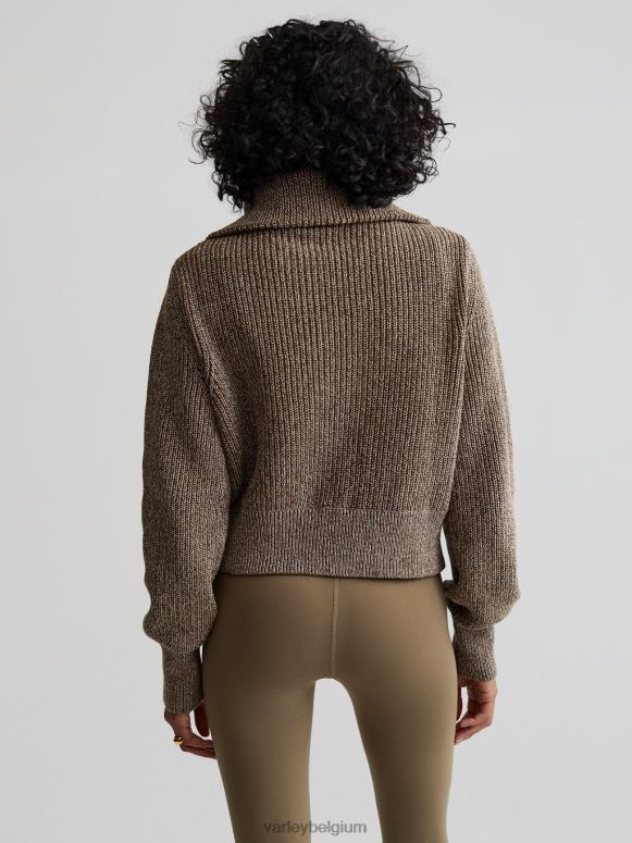 donkere olijfvlek vrouwen mentone gebreide pullover met halve rits kleding Z8X2P217 Varley