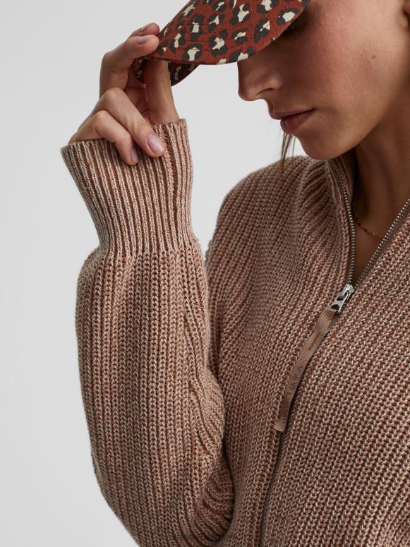 hanenkam/zilverreiger gespikkeld breiwerk vrouwen Anderson gebreid met doorlopende ritssluiting kleding Z8X2P205 Varley
