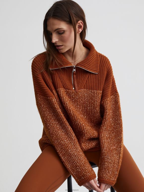 karamelcafé/zilverreiger speckleknit vrouwen Willard pullover met halve rits kleding Z8X2P211 Varley