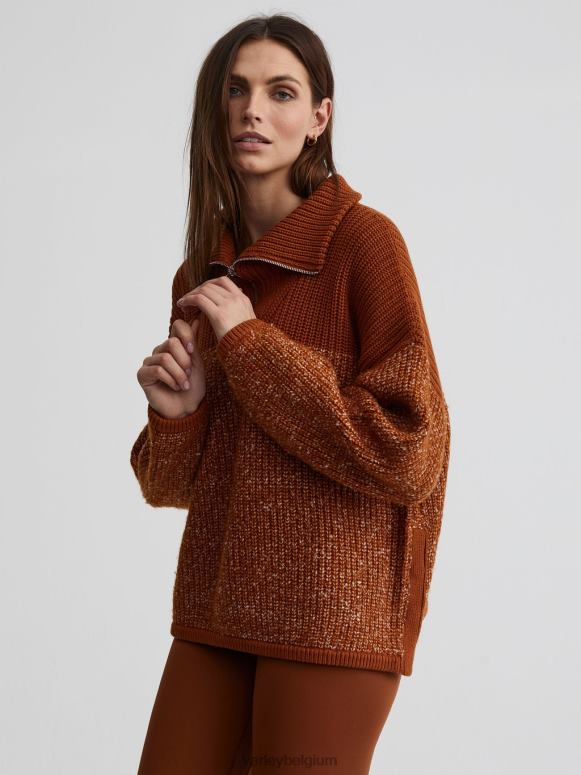 karamelcafé/zilverreiger speckleknit vrouwen Willard pullover met halve rits kleding Z8X2P211 Varley