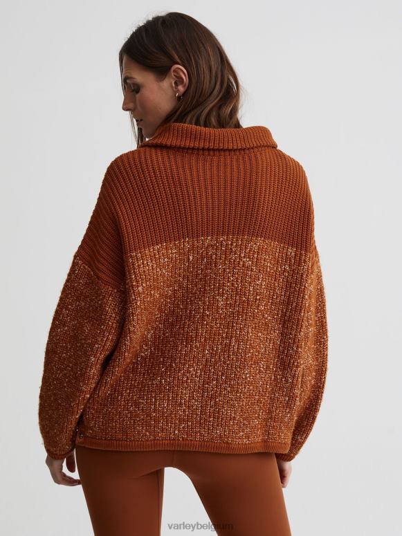 karamelcafé/zilverreiger speckleknit vrouwen Willard pullover met halve rits kleding Z8X2P211 Varley
