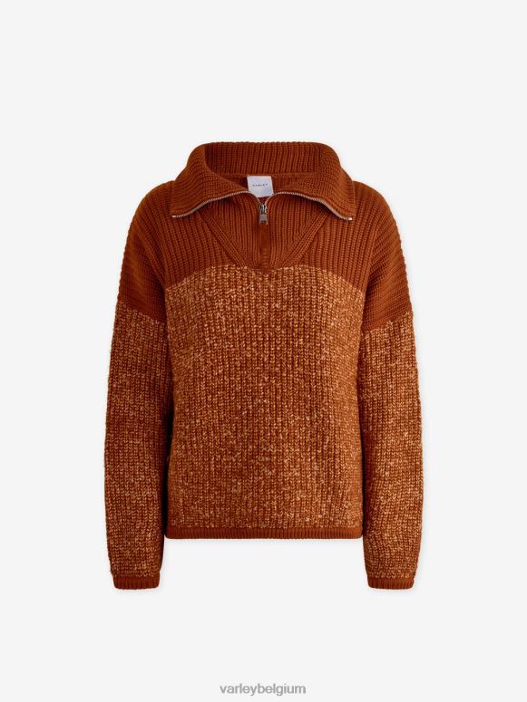 karamelcafé/zilverreiger speckleknit vrouwen Willard pullover met halve rits kleding Z8X2P211 Varley