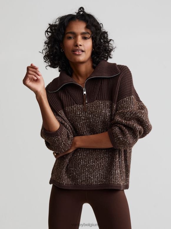 koffieboon/zilverreiger gevlekt gebreid vrouwen Willard pullover met halve rits kleding Z8X2P212 Varley
