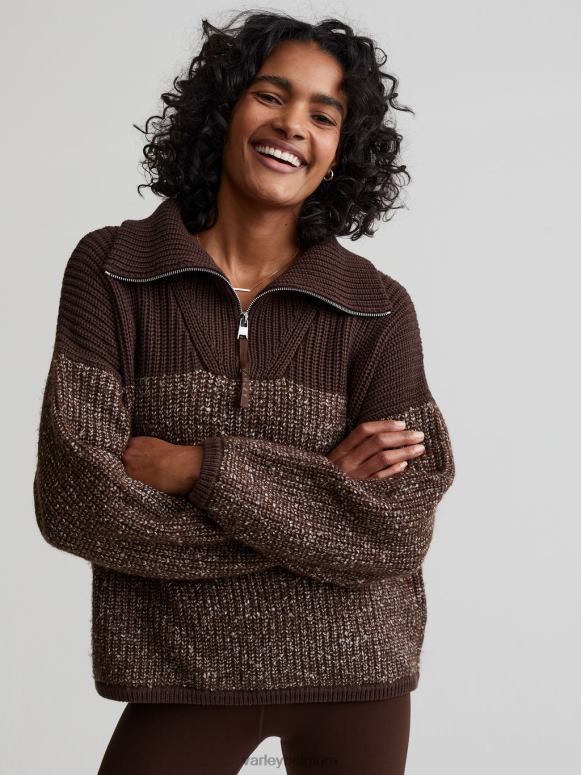 koffieboon/zilverreiger gevlekt gebreid vrouwen Willard pullover met halve rits kleding Z8X2P212 Varley