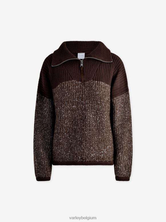 koffieboon/zilverreiger gevlekt gebreid vrouwen Willard pullover met halve rits kleding Z8X2P212 Varley