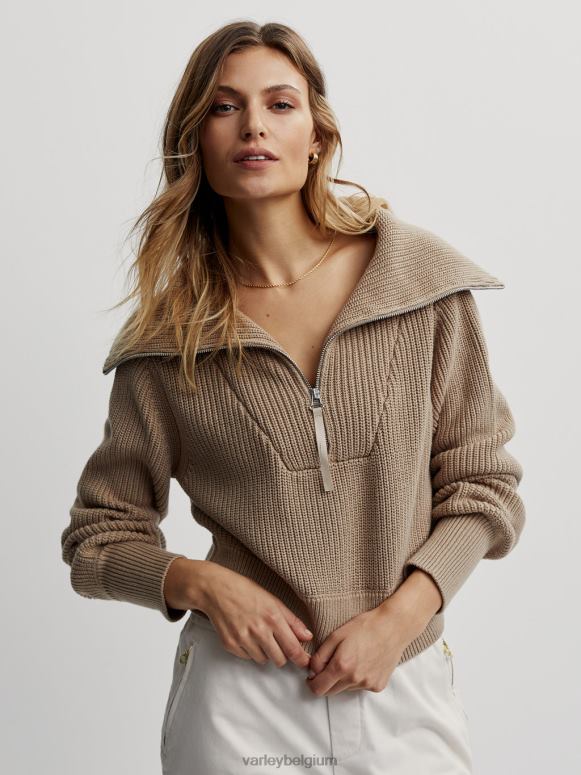 licht taupe vrouwen mentone gebreide pullover met halve rits kleding Z8X2P220 Varley