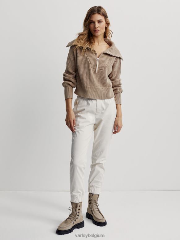 licht taupe vrouwen mentone gebreide pullover met halve rits kleding Z8X2P220 Varley