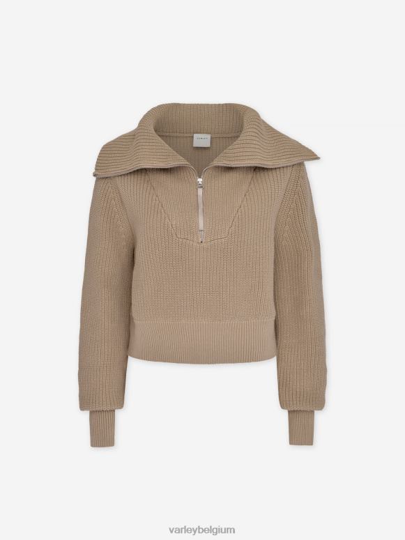 licht taupe vrouwen mentone gebreide pullover met halve rits kleding Z8X2P220 Varley