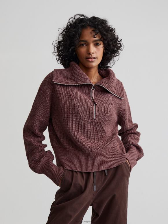 roze taupe spikkel vrouwen mentone gebreide pullover met halve rits kleding Z8X2P219 Varley