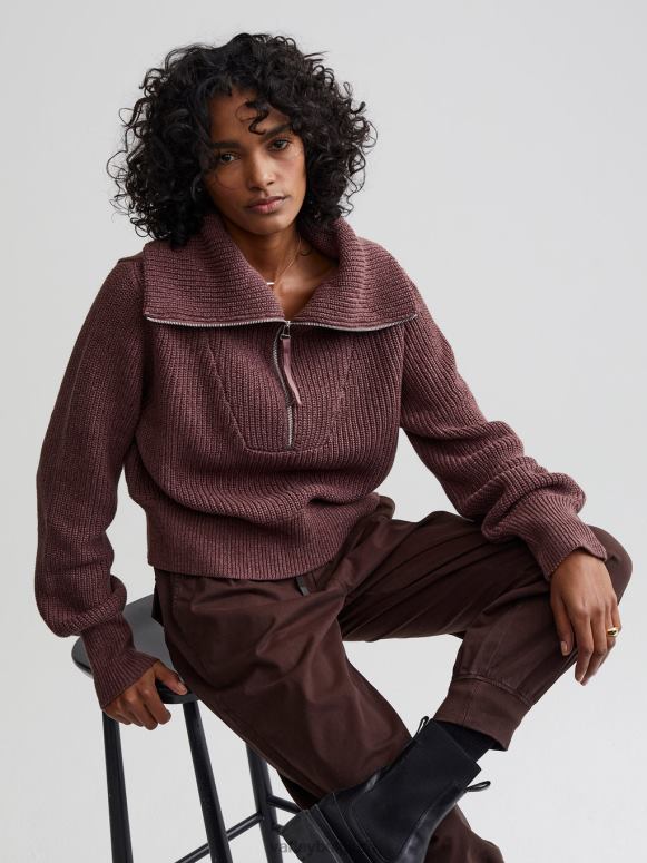 roze taupe spikkel vrouwen mentone gebreide pullover met halve rits kleding Z8X2P219 Varley