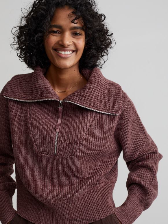 roze taupe spikkel vrouwen mentone gebreide pullover met halve rits kleding Z8X2P219 Varley