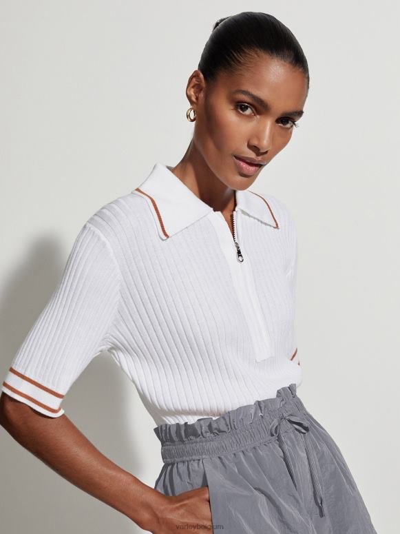 wit vrouwen napier getailleerde gebreide polo kleding Z8X2P137 Varley
