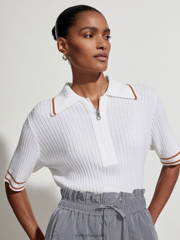 wit vrouwen napier getailleerde gebreide polo kleding Z8X2P137 Varley