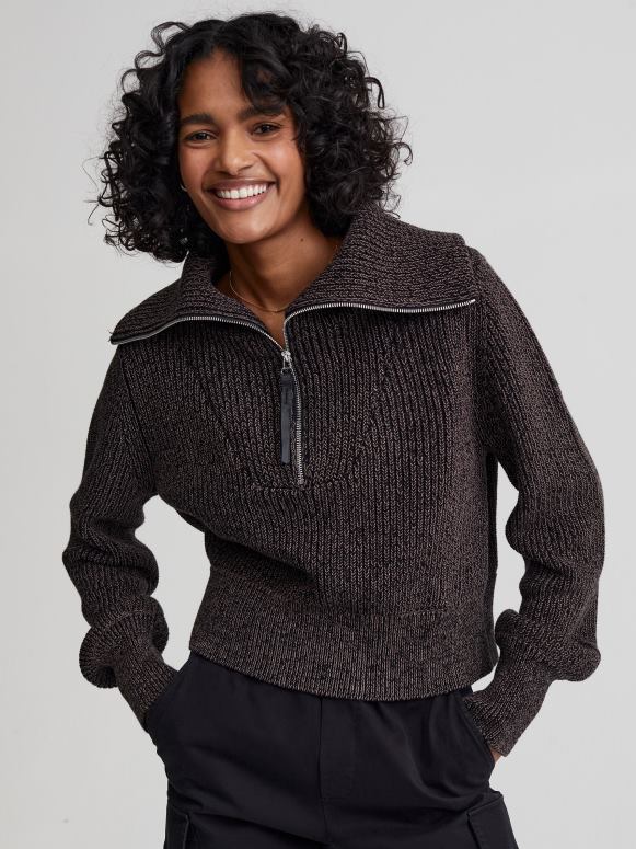 zwarte vlek vrouwen mentone gebreide pullover met halve rits kleding Z8X2P216 Varley