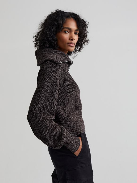 zwarte vlek vrouwen mentone gebreide pullover met halve rits kleding Z8X2P216 Varley